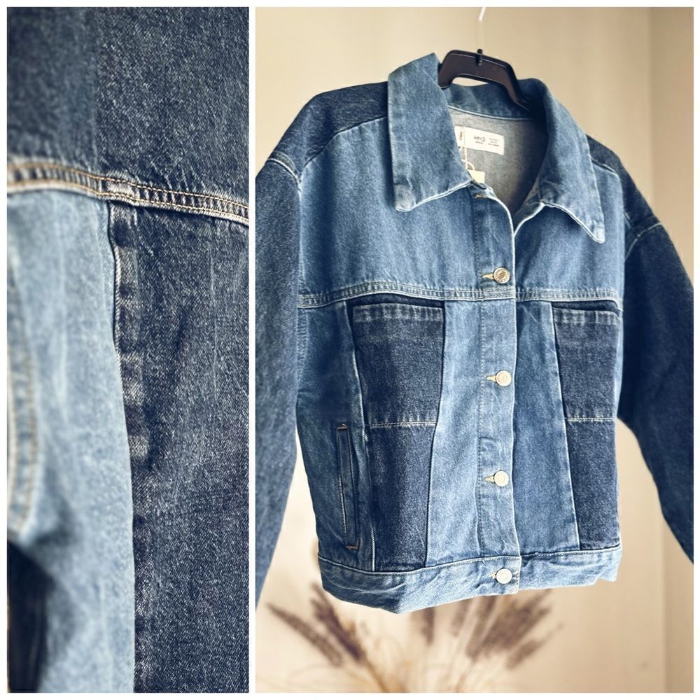 Mango Denim Combination Two Tone Jacket - Picture 1 of 4
